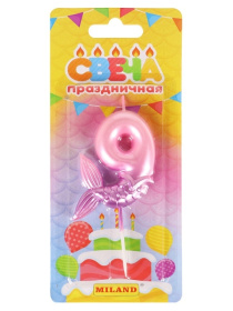 Свеча для торта Русалка, розовая Цифра 9
