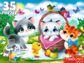 Пазл 35 эл. "Котята на полянке"