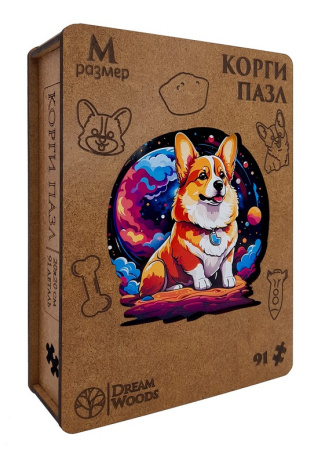 Пазл деревянный фигурный "Корги"
