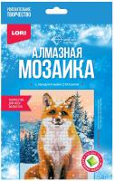 Алмазная мозаика 15*20 детская новогодняя (неполное заполнение) "Лисичка в снегу"