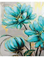 Холст с красками 40х50 см по ном., с зол.поталью (30цв) Голубые цветы