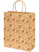 Пакет подарочный из крафт-бумаги (12 шт в наборе) 27,5х33х12 см (craft L) Птички на дереве