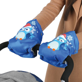 Рукавички для санок, принт: совята голубой, Рукавички для санок, принт: совята голубой,