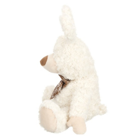 Зайчик белый с коричневым бантиком в клетку, 30 см Зайчик белый с коричневым бантиком в клетку, 30 см