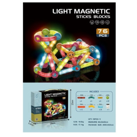 Конструктор магнитный, 76 элементов, световые эффекты Конструктор магнитный, 76 элементов, световые эффекты