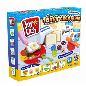 Масса для лепки, набор TOAST CREATION - ТОСТЕР,15 аксес, 3 баночки с тестом,(3х50 г.)