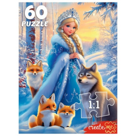 Пазлы 60 элементов. Снегурочка и лесные жители, Пазлы 60 элементов. Снегурочка и лесные жители,