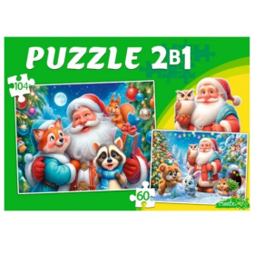 Пазлы 2 в 1. 60 и 104 элемента. Помощники Деда Мороза, Пазлы 2 в 1. 60 и 104 элемента. Помощники Деда Мороза,