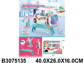 Набор "Доктор" автомобиль скорой помощи, кукла, аксессуары Набор "Доктор" автомобиль скорой помощи, кукла, аксессуары