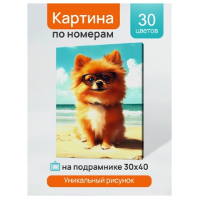 Холст с красками 30x40 см по номерам (в коробке) (30 цв.) Милый шпиц на пляже Холст с красками 30x40 см по номерам (в коробке) (30 цв.) Милый шпиц на пляже