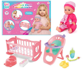 Набор Girl's Club "Маленькая мама", в комплекте: пупс 30 см, кроватка, стульчик, аксессуары Набор Girl's Club "Маленькая мама", в комплекте: пупс 30 см, кроватка, стульчик, аксессуары