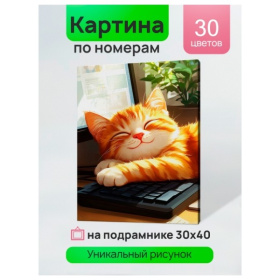 Холст с красками 30x40 см по номерам (в коробке) (30 цв.) Спящий милый котик Холст с красками 30x40 см по номерам (в коробке) (30 цв.) Спящий милый котик