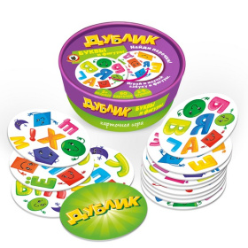 Дублик в круглой коробке "Буквы и фигуры" (60 карточек) Дублик в круглой коробке "Буквы и фигуры" (60 карточек)