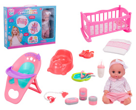 Набор Girl's Club "Маленькая мама", в комплекте: пупс 30 см, кроватка, стульчик, аксессуары Набор Girl's Club "Маленькая мама", в комплекте: пупс 30 см, кроватка, стульчик, аксессуары