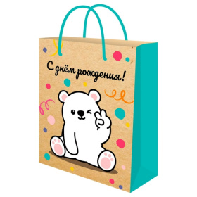 Пакет подарочный из крафт-бумаги (12 шт в наборе) 18х23х30 см (М) Мишка Пакет подарочный из крафт-бумаги (12 шт в наборе) 18х23х30 см (М) Мишка