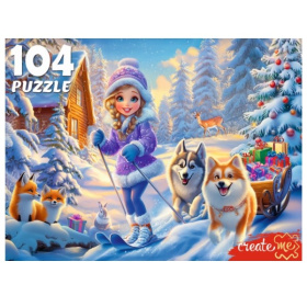 Пазлы. 104 элемента. Зимние горки. Пазлы. 104 элемента. Зимние горки.