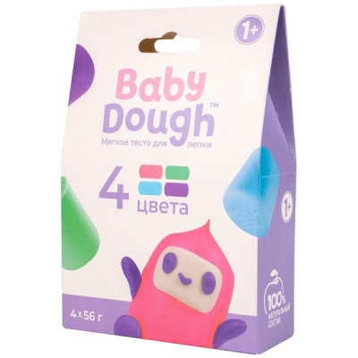 "BABY DOUGH": тесто для лепки в коробке, 4 цвета, №1, 15*10*4 см