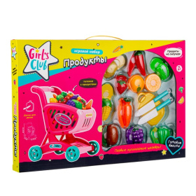 Набор "Продукты Girl's club" тележка (25*21*15,5 см), продукты на липучках, доска для резки Набор "Продукты Girl's club" тележка (25*21*15,5 см), продукты на липучках, доска для резки