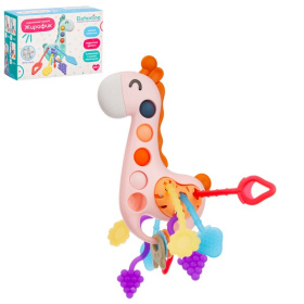 Игрушка развивающая Elefantino "Жирафик", 4 резиночки с разной текстурой, подвижные детали, поп ит Игрушка развивающая Elefantino "Жирафик", 4 резиночки с разной текстурой, подвижные детали, поп ит