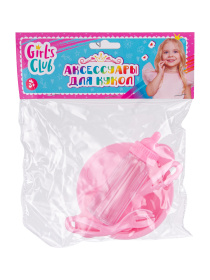Аксессуары для кукол "Girl's club" в комплекте: бутылочка, тарелка, вилка и ложка