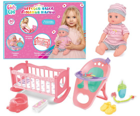 Набор Girl's Club "Маленькая мама", в комплекте: пупс 30 см, кроватка, стульчик, аксессуары Набор Girl's Club "Маленькая мама", в комплекте: пупс 30 см, кроватка, стульчик, аксессуары