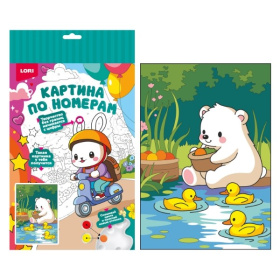 Картина по номерам для малышей на картоне 20х30 "Мишка с уточками" Картина по номерам для малышей на картоне 20х30 "Мишка с уточками"