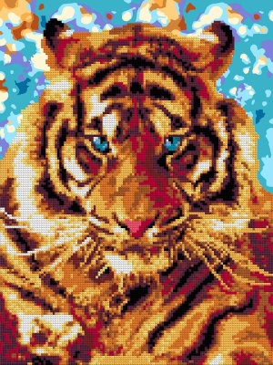 Алмазная мозаика 30*40 см (частичное заполнение) "Игривый тигр"