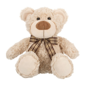 Мишка кремовый с коричневой ленточкой в клетку, 20 см Мишка кремовый с коричневой ленточкой в клетку, 20 см