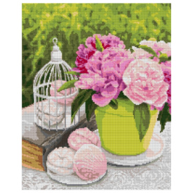 Алмазная мозаика 40*50 см (полное заполнение) "Сладости и пионы" Алмазная мозаика 40*50 см (полное заполнение) "Сладости и пионы"