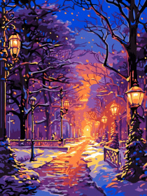 Картина по номерам на картоне 28,5*38 см "Зимний парк" Картина по номерам на картоне 28,5*38 см "Зимний парк"