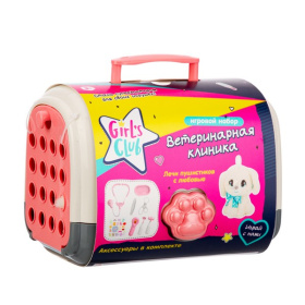 Набор "Ветеринарная клиника" Girl's club, кошечка мягкая, аксессуары, наклейки, переноска Набор "Ветеринарная клиника" Girl's club, кошечка мягкая, аксессуары, наклейки, переноска