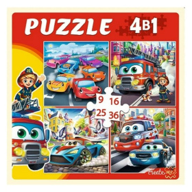 Пазлы 4 в 1 "Машинки в городе" (9,16, 25, 36 эл.) Пазлы 4 в 1 "Машинки в городе" (9,16, 25, 36 эл.)