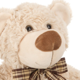 Мишка кремовый с коричневой ленточкой в клетку, 25 см Мишка кремовый с коричневой ленточкой в клетку, 25 см