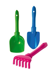 Набор для песка (лопатка 22 см, совочек 21 см, грабли 21 см) Набор для песка (лопатка 22 см, совочек 21 см, грабли 21 см)