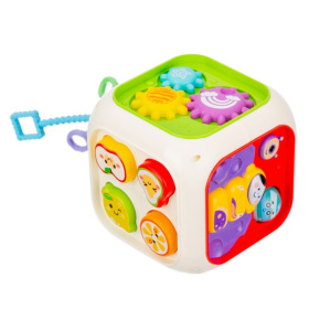Центр развивающий Elefantino "Умный куб" 6в1, резиночки с разной текстурой, шестерёнки, сортер Центр развивающий Elefantino "Умный куб" 6в1, резиночки с разной текстурой, шестерёнки, сортер