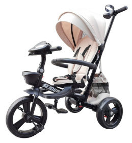 Велосипед трехколесный SLIDER, надувные колёса 12 и 10", фара, корзинка, сумочка Велосипед трехколесный SLIDER, надувные колёса 12 и 10", фара, корзинка, сумочка