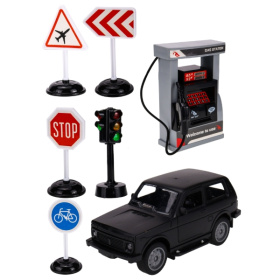 Машинка инерционная в наборе (13,5*6,5*6 см, светофор, дор. знаки, заправка, красный) Машинка инерционная в наборе (13,5*6,5*6 см, светофор, дор. знаки, заправка, красный)