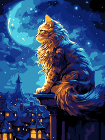 Картина по номерам на картоне 28,5*38 см "Кот на крыше" Картина по номерам на картоне 28,5*38 см "Кот на крыше"