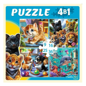 Пазлы 4 в 1 "В удивительном мире животных" (9,16, 25, 36 эл.) Пазлы 4 в 1 "В удивительном мире животных" (9,16, 25, 36 эл.)