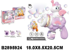 Пистолет для пускания мыльных пузырей "Единорог", световые эффекты, 2 цвета в ассортименте Пистолет для пускания мыльных пузырей "Единорог", световые эффекты, 2 цвета в ассортименте