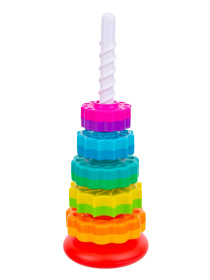 Пирамидка "Elefantino", размер 35*13 см, яркие цвета, колечки закручиваются Пирамидка "Elefantino", размер 35*13 см, яркие цвета, колечки закручиваются