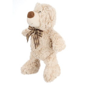 Мишка кремовый с коричневой ленточкой в клетку, 20 см Мишка кремовый с коричневой ленточкой в клетку, 20 см