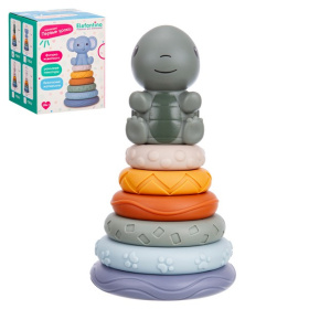 Пирамидка Elefantino "Черепашка", размер: 10*20 см, фигурка животного, различные текстуры колечек Пирамидка Elefantino "Черепашка", размер: 10*20 см, фигурка животного, различные текстуры колечек