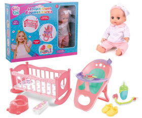 Набор Girl's Club "Маленькая мама", в комплекте: пупс 30 см, кроватка, стульчик, аксессуары Набор Girl's Club "Маленькая мама", в комплекте: пупс 30 см, кроватка, стульчик, аксессуары