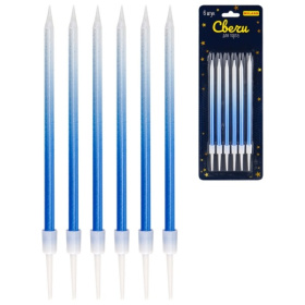 Свечи для торта на подставках "Яркий праздник", 0.4*10,5 + 3см, 6шт, синие Свечи для торта на подставках "Яркий праздник", 0.4*10,5 + 3см, 6шт, синие