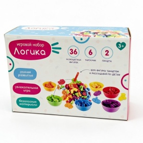 Набор "Логика.Продукты", 36 разноцветных фигурок, 6 тарелочек, 2 пинцета Набор "Логика.Продукты", 36 разноцветных фигурок, 6 тарелочек, 2 пинцета