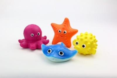 Набор игрушек из ПВХ для купания "Осьминог, Морская Звезда, Морской Еж, Скат"