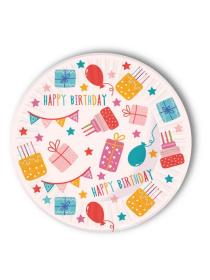 Бумажные тарелки С днем рождения (23 см, 6 шт), в/п Бумажные тарелки С днем рождения (23 см, 6 шт), в/п