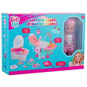 Набор "Girl's Club" "Маленькая мама", пупс 30 см, туалет (свет, звук), ванна с водой, аксессуары Набор "Girl's Club" "Маленькая мама", пупс 30 см, туалет (свет, звук), ванна с водой, аксессуары