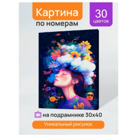 Холст с красками 30x40 см по номерам (в коробке) (30 цв.) Мечтательная девушка Холст с красками 30x40 см по номерам (в коробке) (30 цв.) Мечтательная девушка